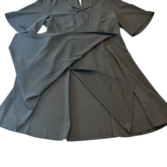 Pins and Needles Faux Wrap Dress Black Medium Silky Flowy Goth Minimalist Sexy - Picture 4 of 11